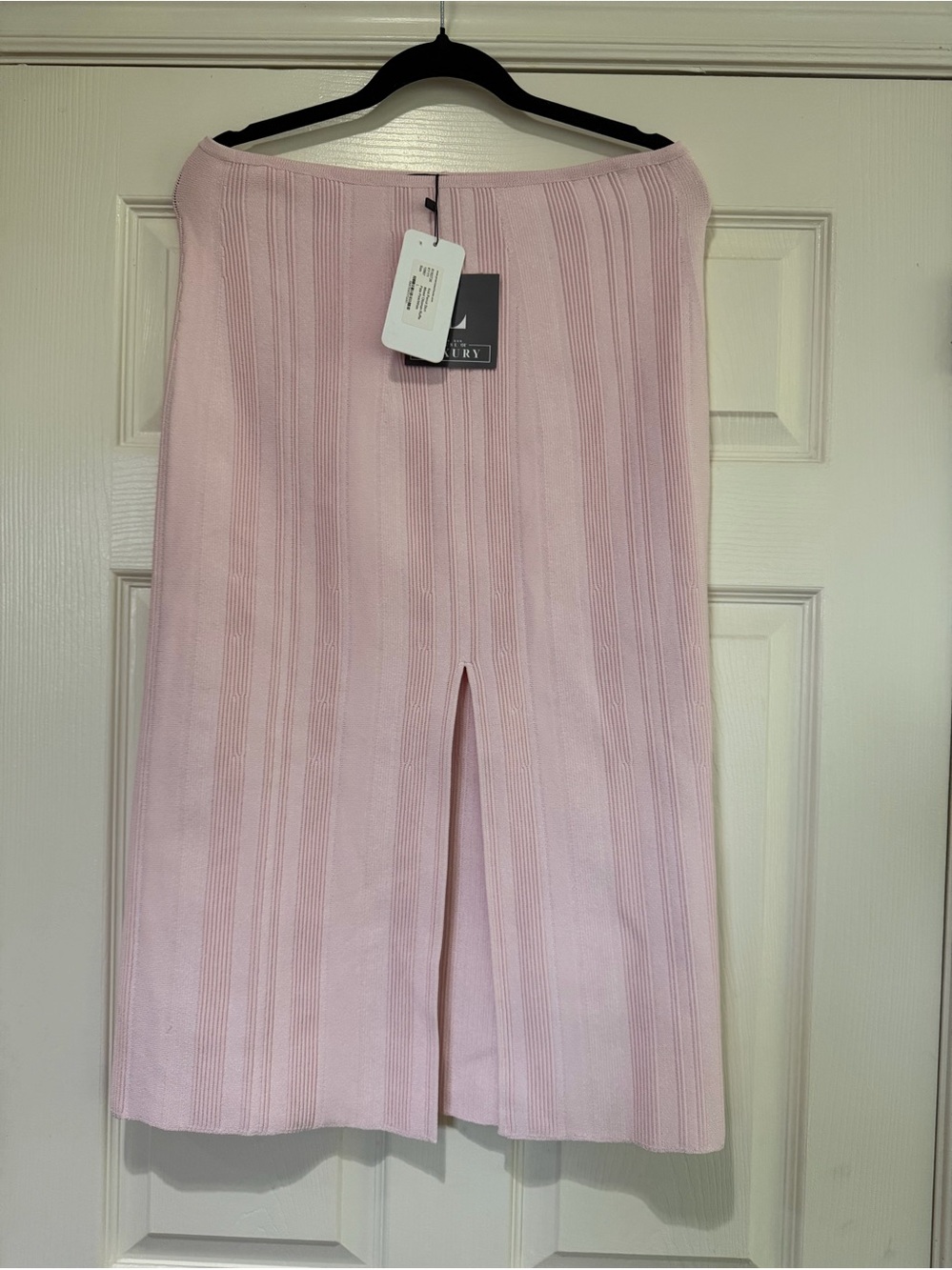 Proenza Schouler RIBBED STRETCH-KNIT MIDI SKIRT IN BABY PINK Sz large NWT - Picture 12 of 13